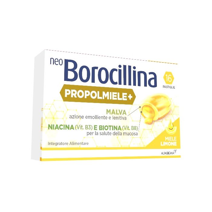 Neoborocillina Propolmiele+ Miele/Limone 16 Pastiglie - Neoborocillina Propolmiele+ Miele/Limone 16 Pastiglie