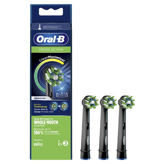 Oralb Cross Action Black Eb50 Testine Per Spazzolino Elettrico 3 Pezzi - Oralb Cross Action Black Eb50 Testine Per Spazzolino Elettrico 3 Pezzi