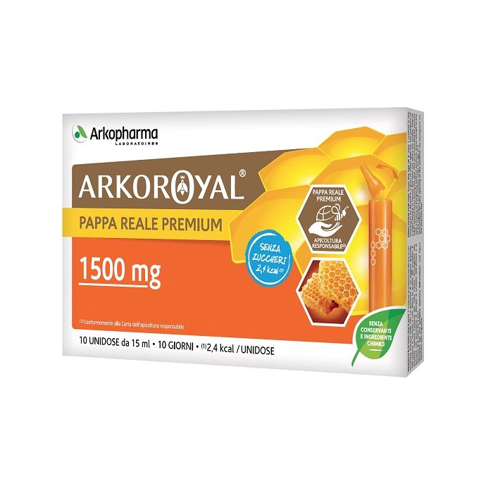 Arkoroyal Pappa Reale 1500Mg Senza Zucchero 10 Flaconcini Da15 Ml