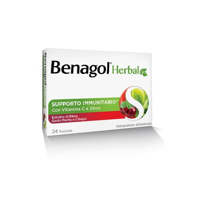 Benagol Herbal Menta E Ciliegia 24 Pastiglie - Benagol Herbal Menta E Ciliegia 24 Pastiglie