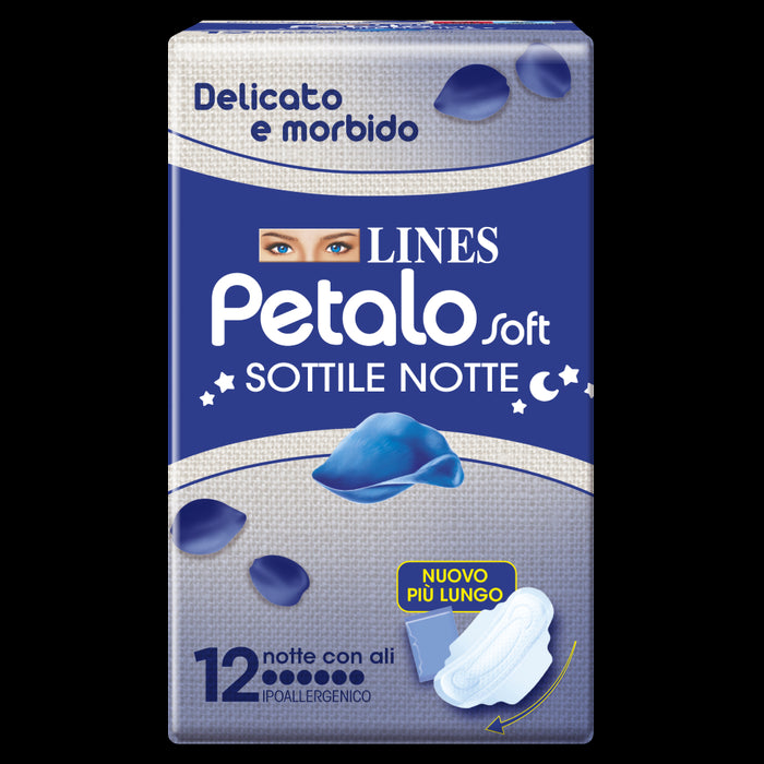 Lines Petalo Soft Sottile Notte Con Ali Ipoallergenico 12 Pezzi - Lines Petalo Soft Sottile Notte Con Ali Ipoallergenico 12 Pezzi