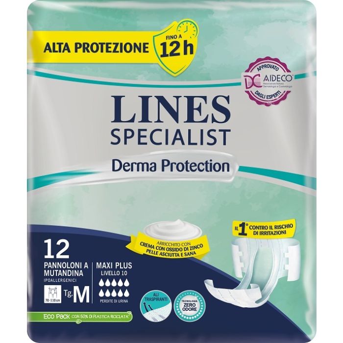 Pannolone Mutandina Lines Specialist Derm Ap M 12 Pezzi - Pannolone Mutandina Lines Specialist Derm Ap M 12 Pezzi