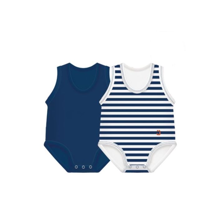 J Bimbi Body 0-36M Bio Cotton Summer 2-Pack Blu Scuro - J Bimbi Body 0-36M Bio Cotton Summer 2-Pack Blu Scuro