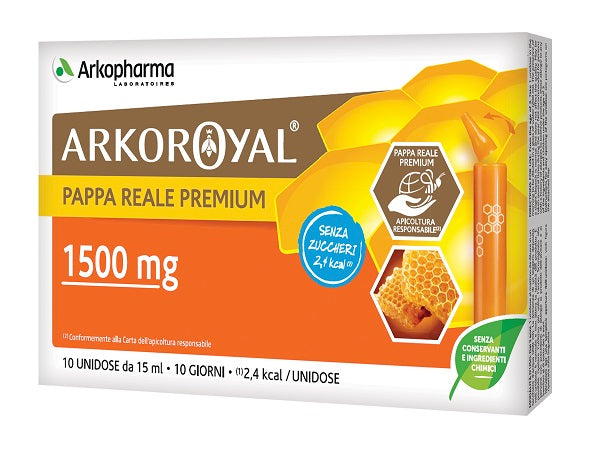 Arkoroyal Pappa Reale 1500Mg Senza Zucchero 10 Flaconcini Da15 Ml - Arkoroyal Pappa Reale 1500Mg Senza Zucchero 10 Flaconcini Da15 Ml