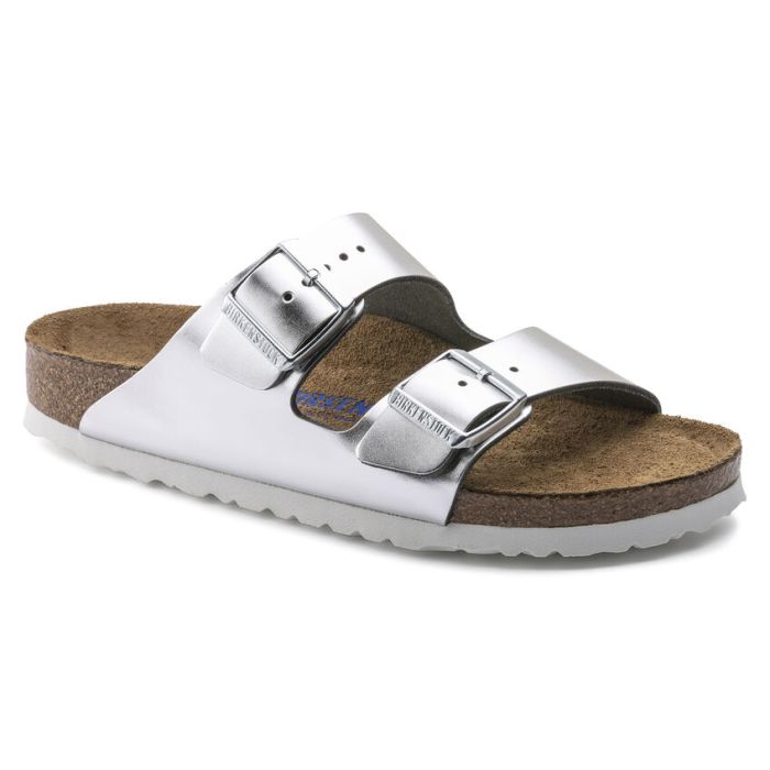 Birkenstock Arizona Sfb Metallic Silver Leather 35 - Birkenstock Arizona Sfb Metallic Silver Leather 35