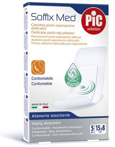 Cerotto Pic Soffix Med In Tnt Con Tampone Centrale Assorbente Sterile Monouso 15X8 Cm Antibatterico 5 Pezzi - Cerotto Pic Soffix Med In Tnt Con Tampone Centrale Assorbente Sterile Monouso 15X8 Cm Antibatterico 5 Pezzi