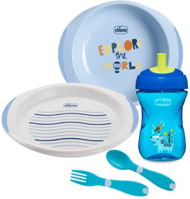 Chicco Set Pappa 12 Mesi+ Azzurro - Chicco Set Pappa 12 Mesi+ Azzurro