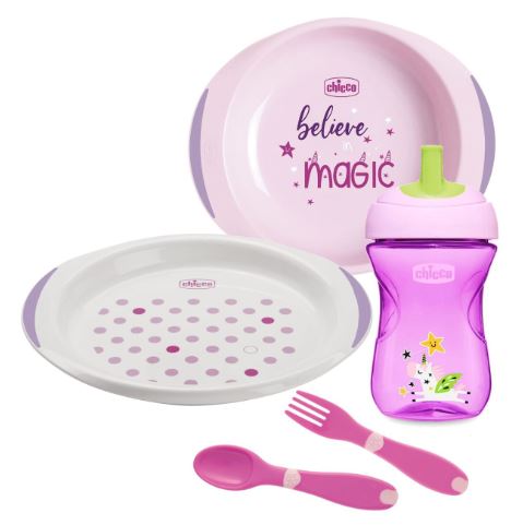 Chicco Set Pappa 12 Mesi+ Rosa - Chicco Set Pappa 12 Mesi+ Rosa