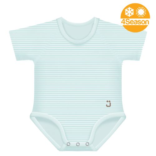 J Bimbi Body 0-36M Bio Cotton 4Season Righe Verde Acqua - J Bimbi Body 0-36M Bio Cotton 4Season Righe Verde Acqua