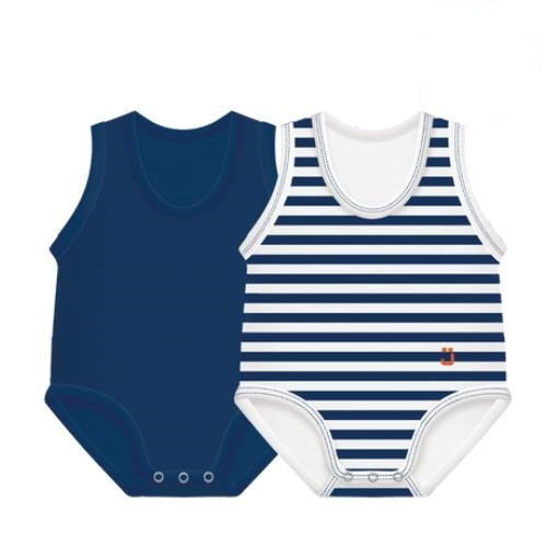 J Bimbi Body 0-36M Bio Cotton Summer 2-Pack Blu Scuro - J Bimbi Body 0-36M Bio Cotton Summer 2-Pack Blu Scuro