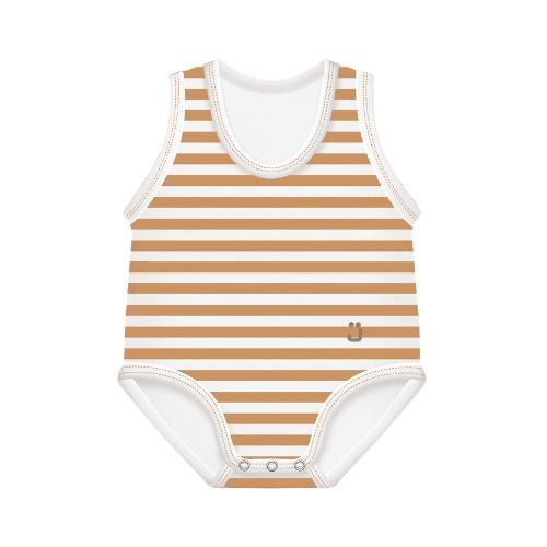 J Bimbi Body 0-36M Bio Cotton Summer Righe Caramello-Bianco - J Bimbi Body 0-36M Bio Cotton Summer Righe Caramello-Bianco