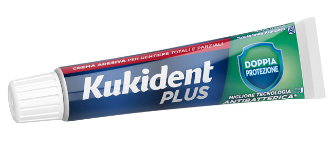 Kukident Plus Doppia Protezione Crema Adesiva Dentiere 40 G