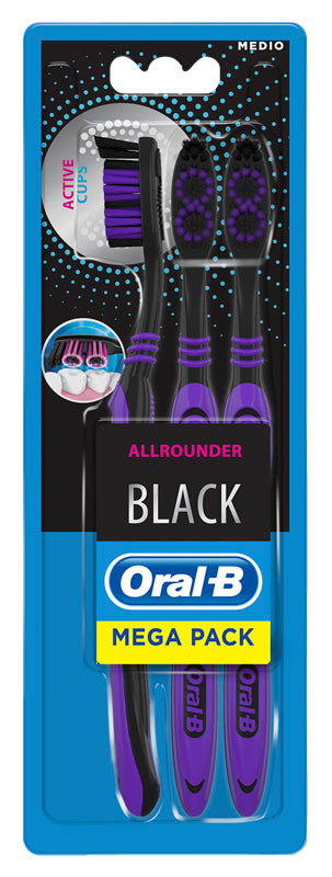 Oralb All Rounder Black Spazzolino Manuale 3 Pezzi - Oralb All Rounder Black Spazzolino Manuale 3 Pezzi