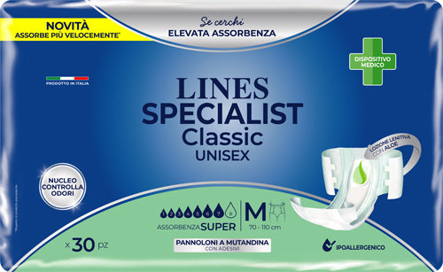 Pannolone A Mutanda Lines Specialist Classic Super Mm 30 Pezzi - Pannolone A Mutanda Lines Specialist Classic Super Mm 30 Pezzi