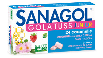 Sanagol Gola Tuss Junior Fragola 24 Caramelle - Sanagol Gola Tuss Junior Fragola 24 Caramelle