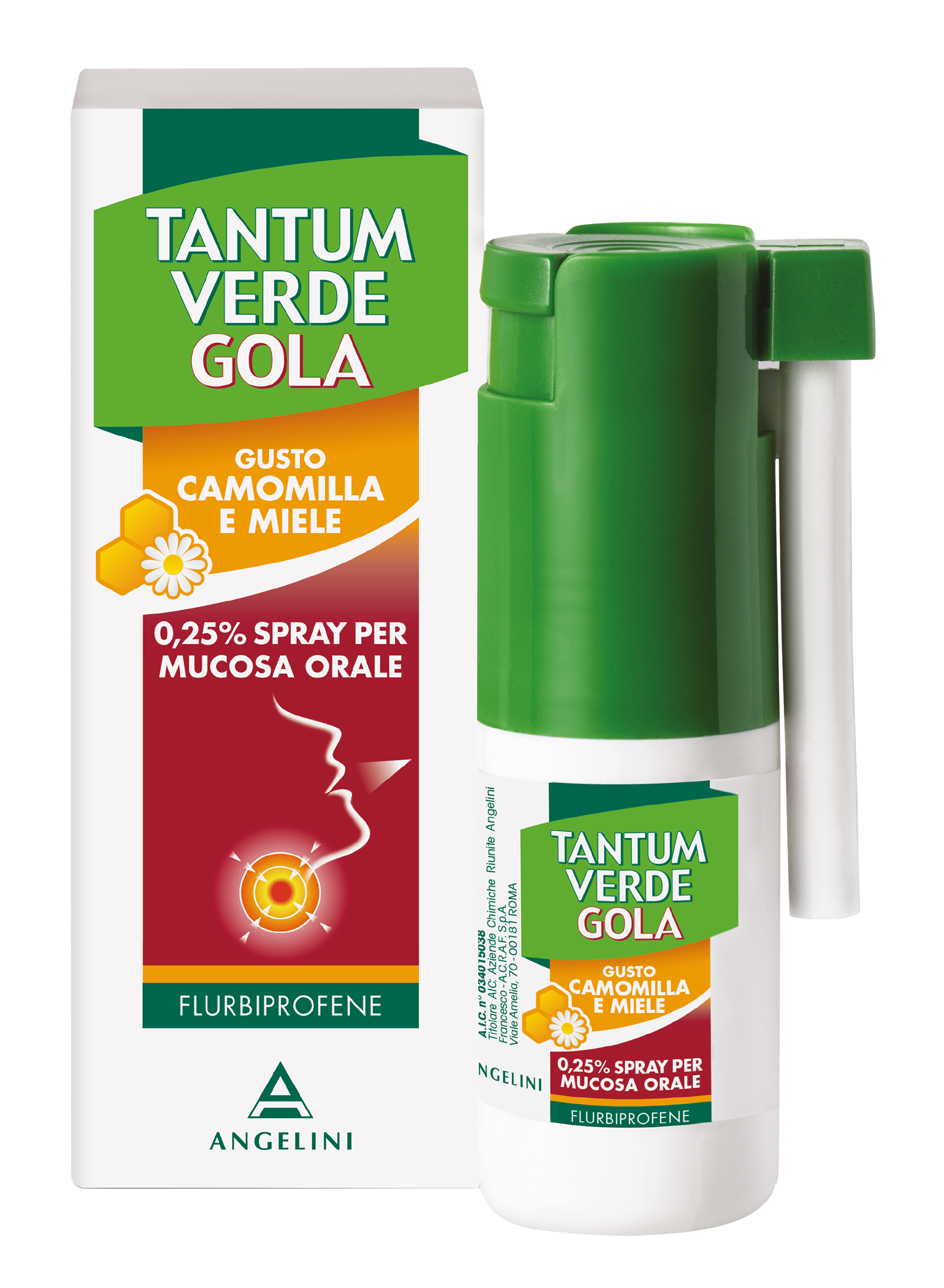 TANTUM VERDE GOLA 0,25% SPRAY PER MUCOSA ORALE GUSTO CAMOMILLA E MIELE - TANTUM VERDE GOLA 0,25% SPRAY PER MUCOSA ORALE GUSTO CAMOMILLA E MIELE