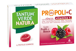 Tantum Verde Natura Propoli+C Con Zinco E Vitamina C 15 Pastiglie Gommose Gusto Frutti Di Bosco - Tantum Verde Natura Propoli+C Con Zinco E Vitamina C 15 Pastiglie Gommose Gusto Frutti Di Bosco